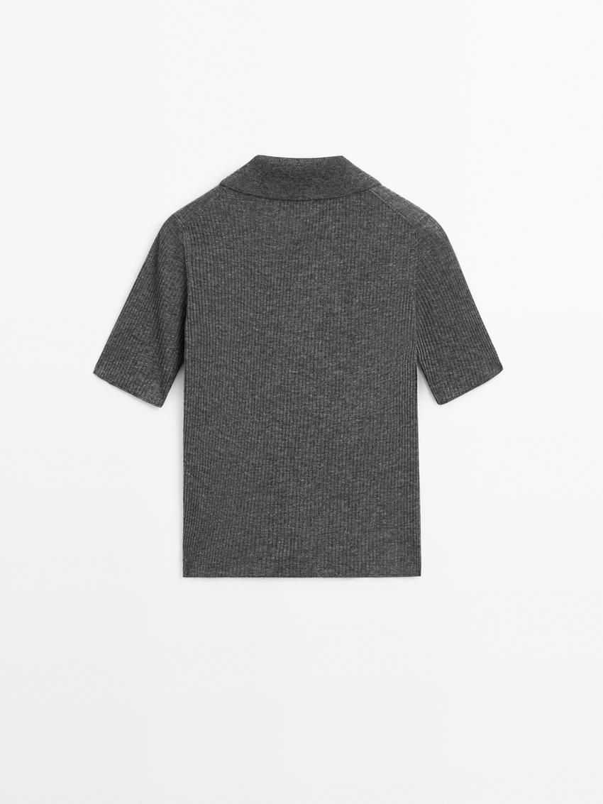 Massimo Dutti Short Sleeve Wide Knitted Women Jumpers Grey | US-LO2748653