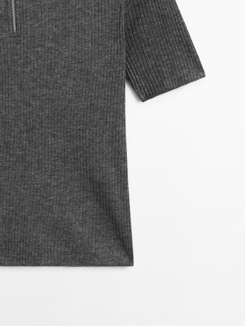 Massimo Dutti Short Sleeve Wide Knitted Women Jumpers Grey | US-LO2748653