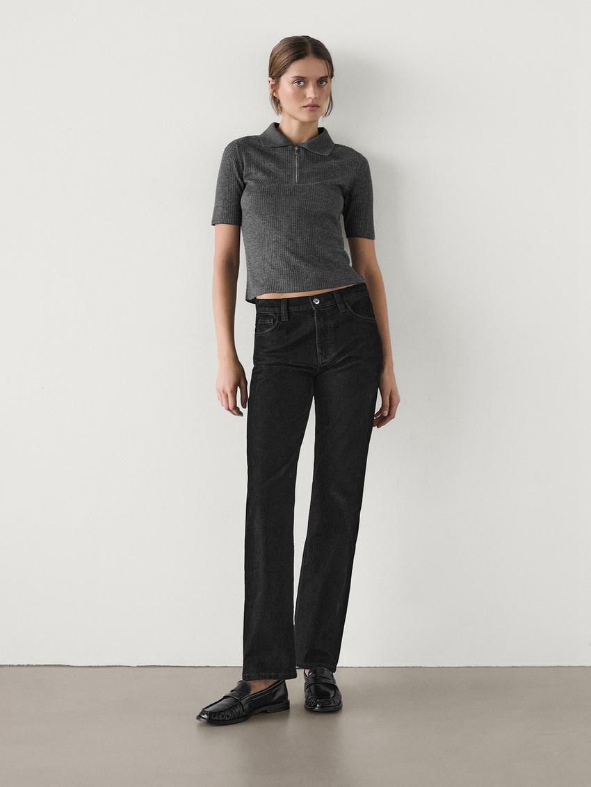 Massimo Dutti Short Sleeve Wide Knitted Women Jumpers Grey | US-LO2748653