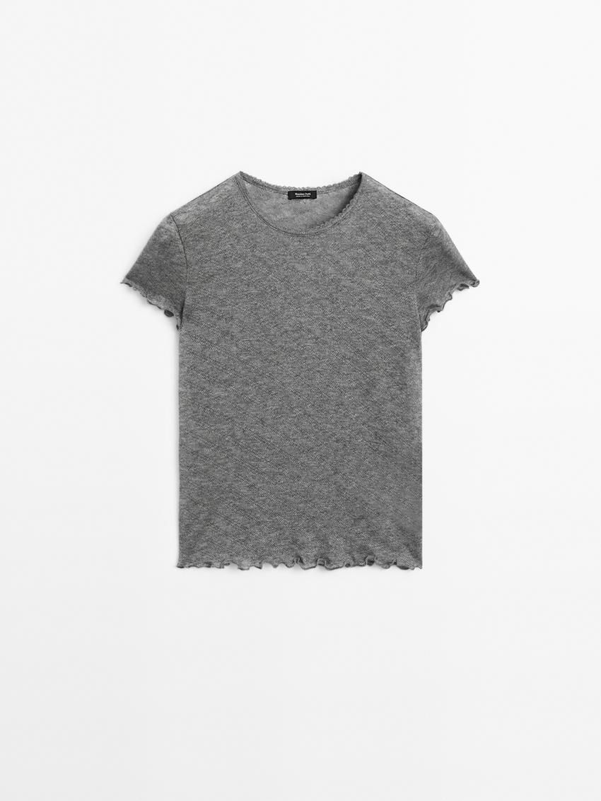 Massimo Dutti Short Sleeve Women T-Shirt Grey | US-NT6580134