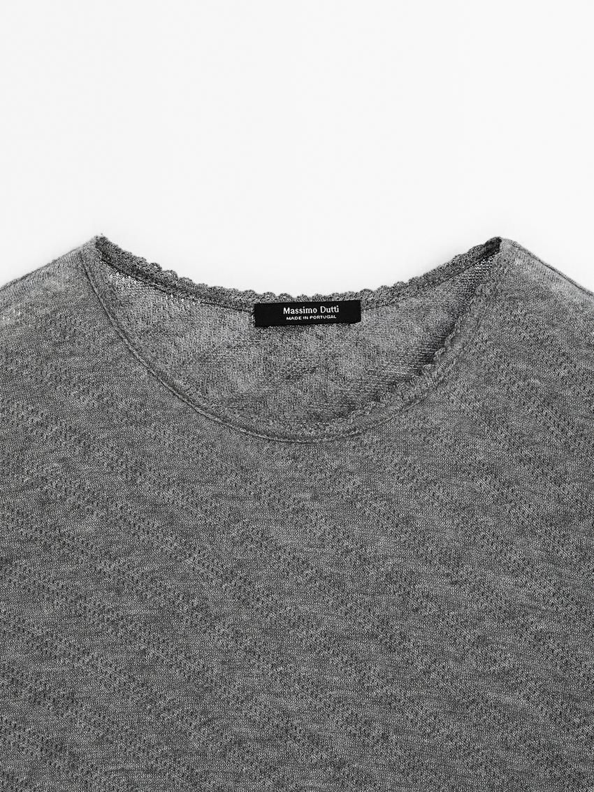 Massimo Dutti Short Sleeve Women T-Shirt Grey | US-NT6580134