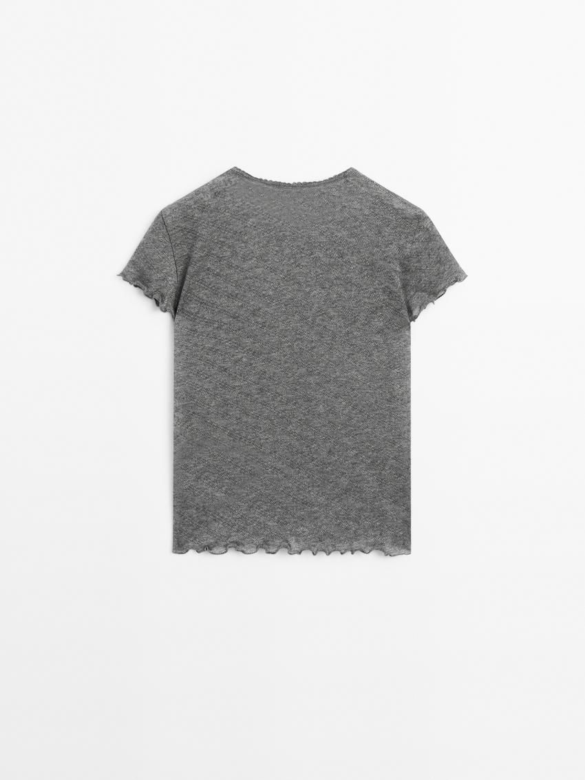 Massimo Dutti Short Sleeve Women T-Shirt Grey | US-NT6580134