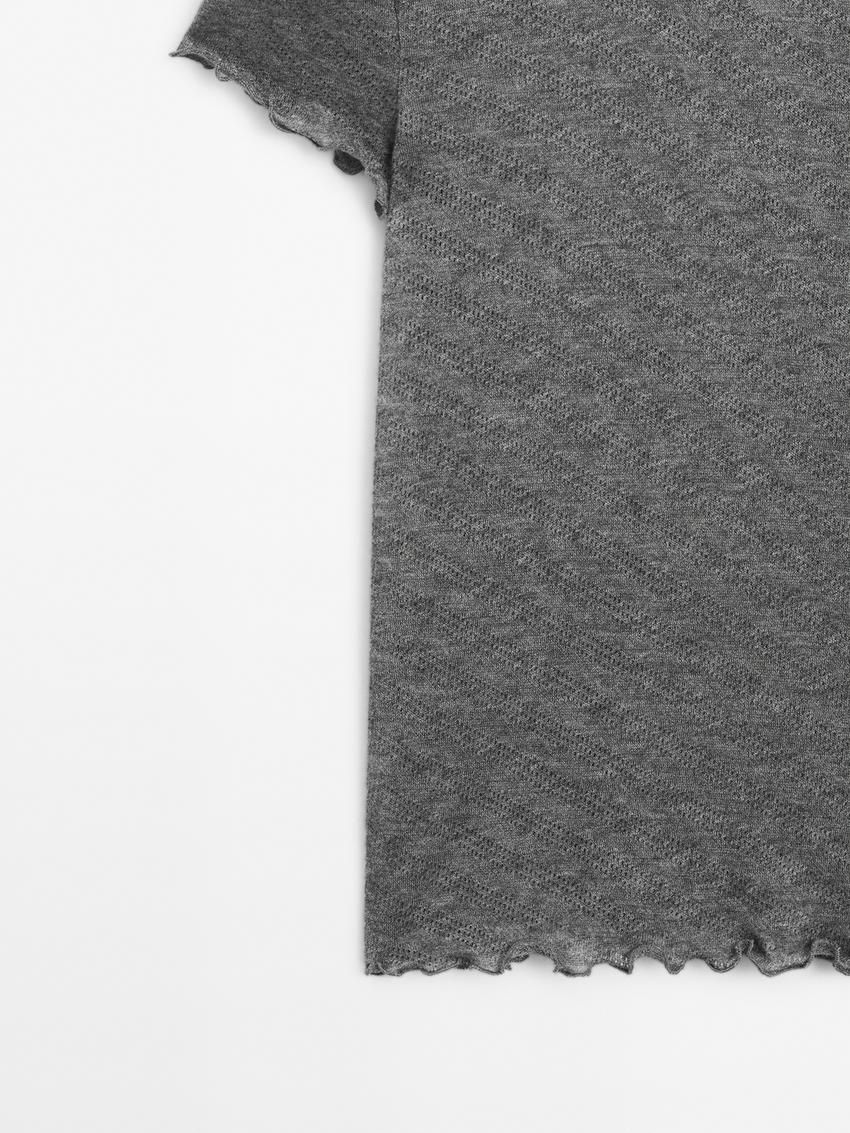 Massimo Dutti Short Sleeve Women T-Shirt Grey | US-NT6580134