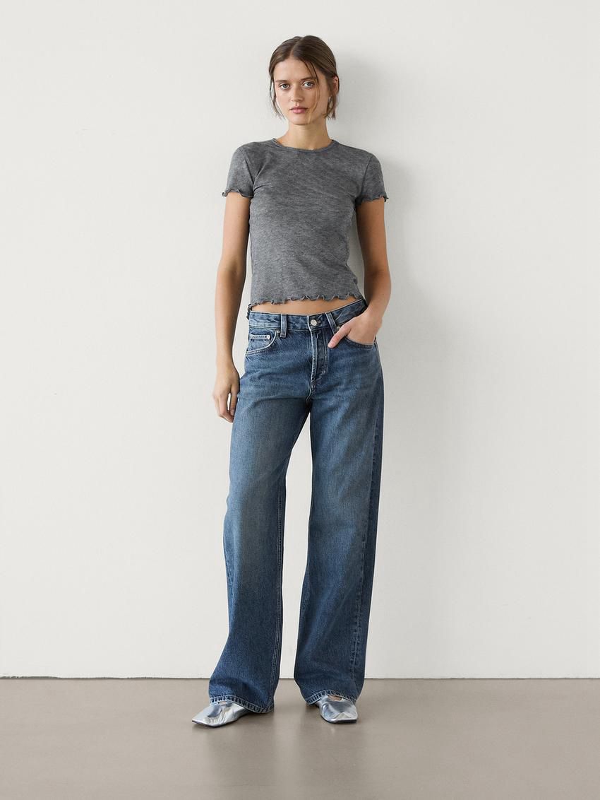 Massimo Dutti Short Sleeve Women T-Shirt Grey | US-NT6580134