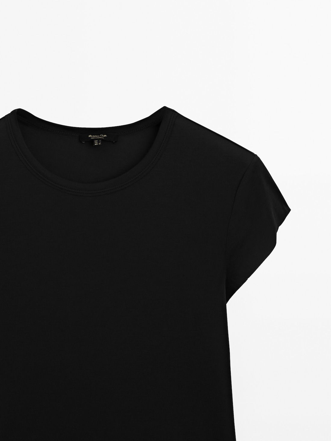 Massimo Dutti Short Sleeve Women T-Shirt Black | US-OZ8503679