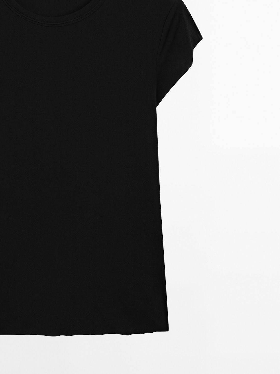 Massimo Dutti Short Sleeve Women T-Shirt Black | US-OZ8503679