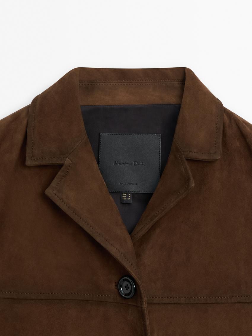 Massimo Dutti Short Suede With Pocket Details Women Leather Jacket Brown | US-SW9378120