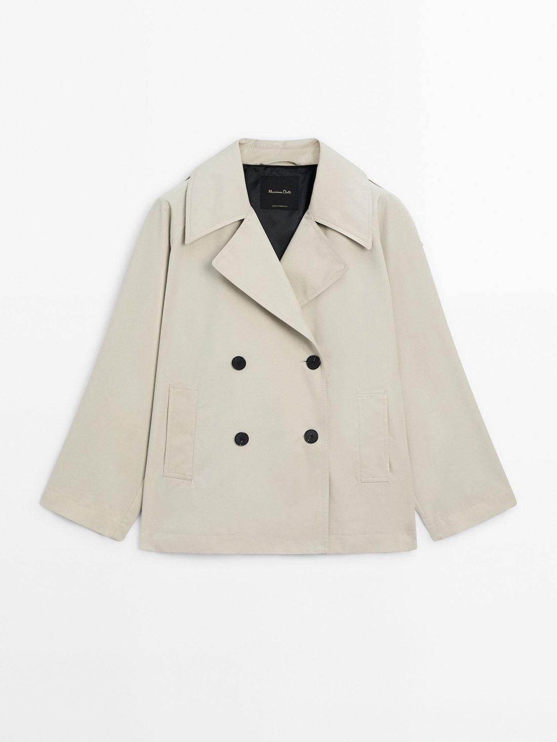 Massimo Dutti Short With Back Pleat Women Trench Coat Cream | US-BY7521480