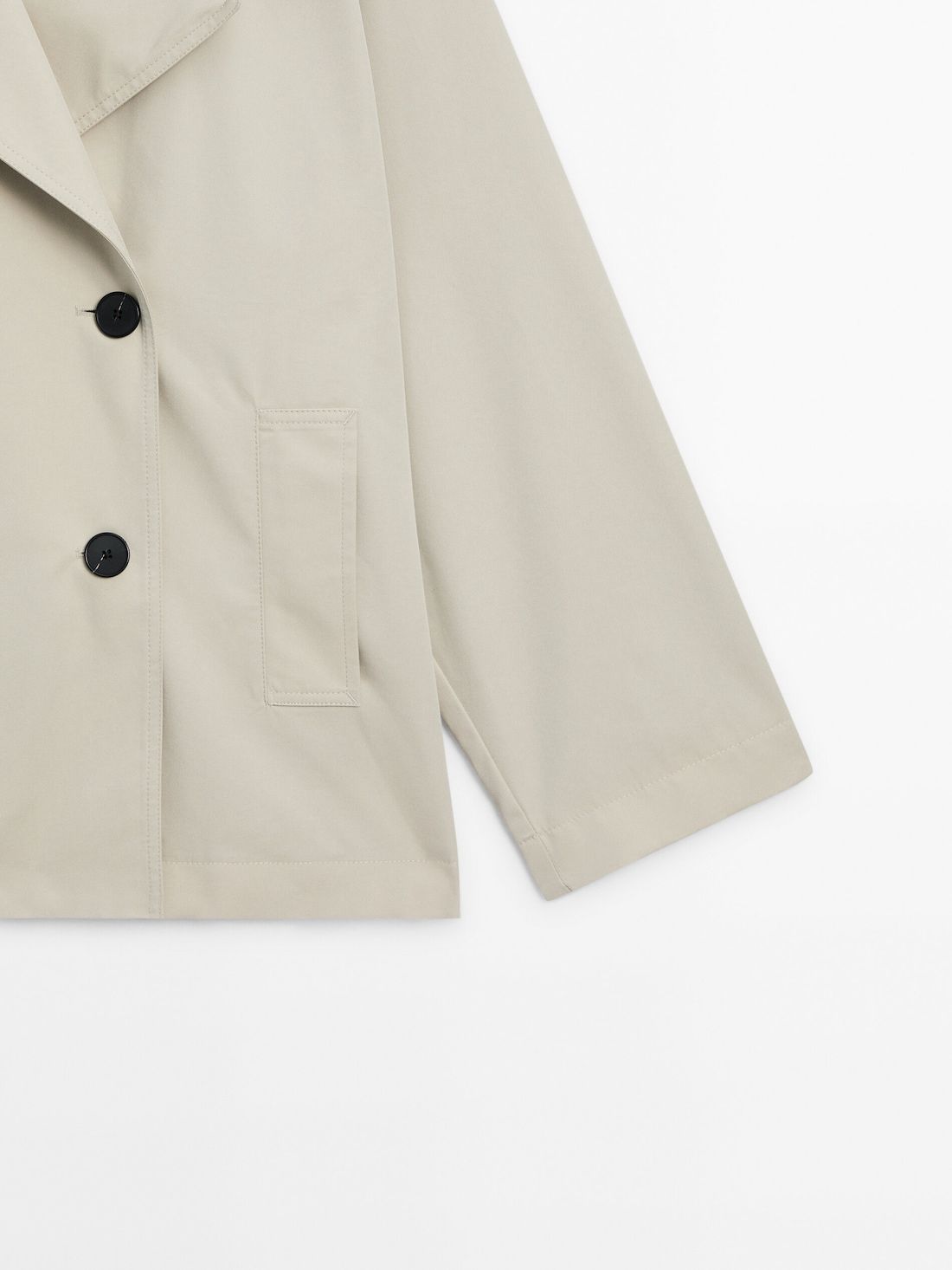 Massimo Dutti Short With Back Pleat Women Trench Coat Cream | US-BY7521480