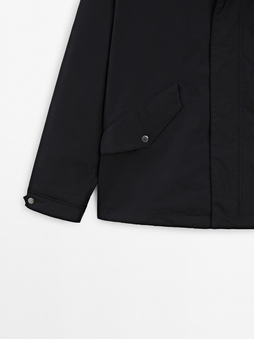 Massimo Dutti Short With Corduroy Collar Detail Men Parka Navy | US-YR4268315