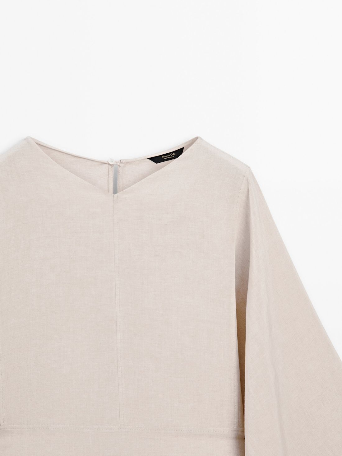 Massimo Dutti Short With Voluminous Sleeves Women Dress Cream | US-RK5403978