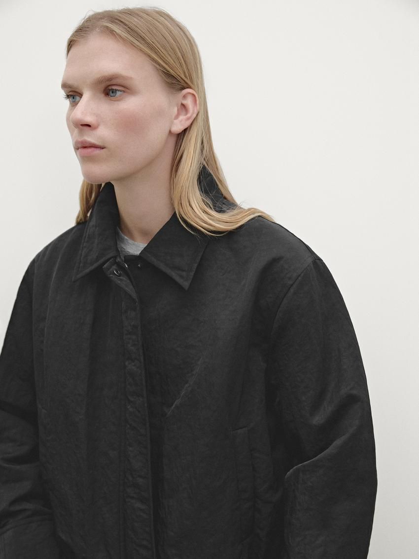 Massimo Dutti Short Women Bomber Jacket Black | US-SD4519360