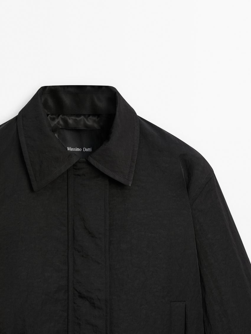 Massimo Dutti Short Women Bomber Jacket Black | US-SD4519360