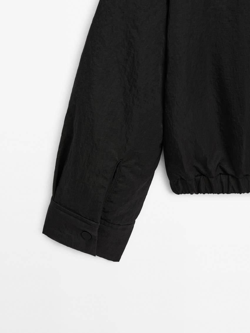 Massimo Dutti Short Women Bomber Jacket Black | US-SD4519360