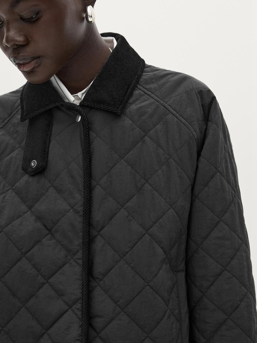 Massimo Dutti Short Women Quilted Jacket Black | US-TF9568142