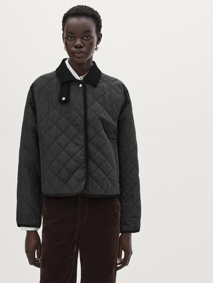 Massimo Dutti Short Women Quilted Jacket Black | US-TF9568142