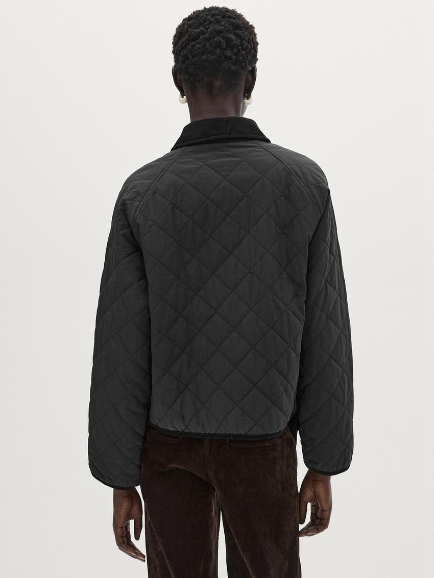 Massimo Dutti Short Women Quilted Jacket Black | US-TF9568142