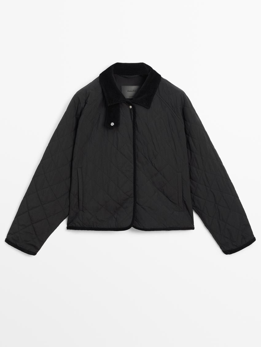 Massimo Dutti Short Women Quilted Jacket Black | US-TF9568142