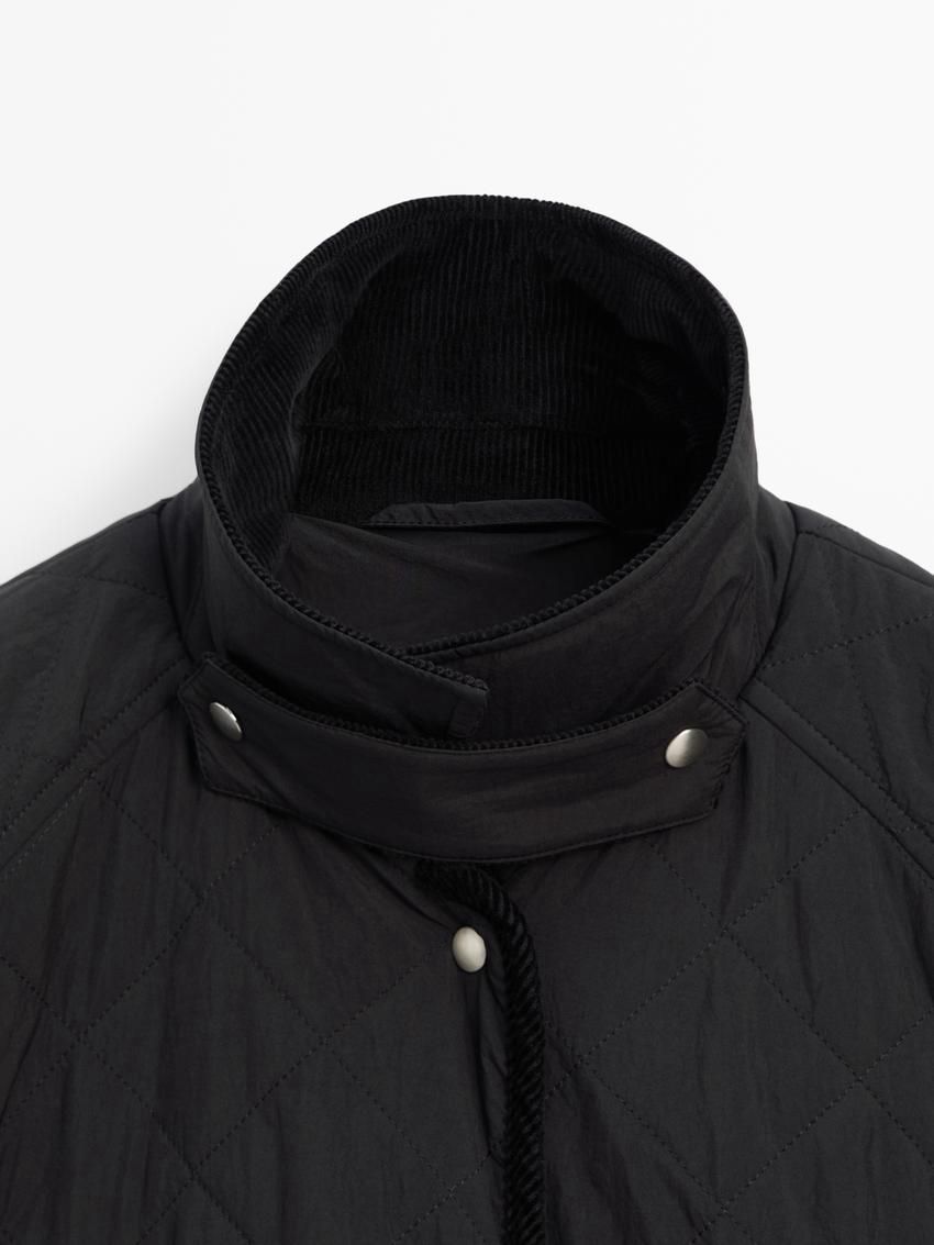 Massimo Dutti Short Women Quilted Jacket Black | US-TF9568142