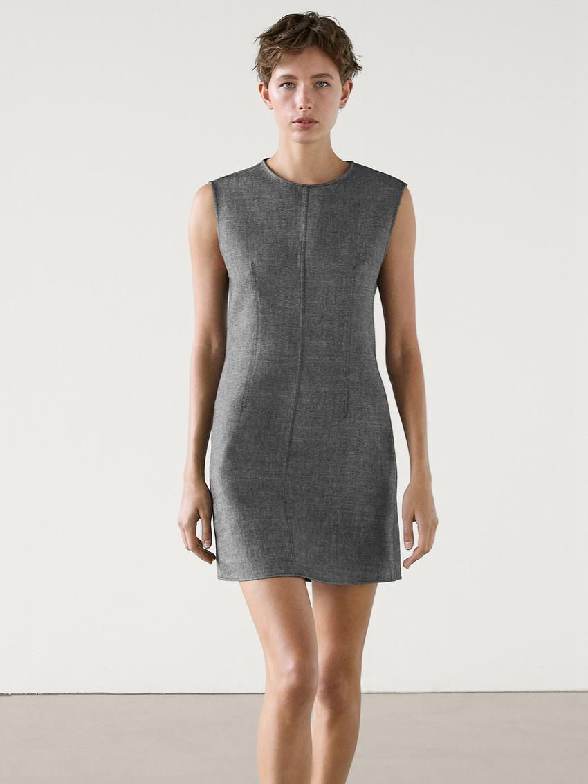Massimo Dutti Short Wool Blend Women Dress Grey | US-LT7685921