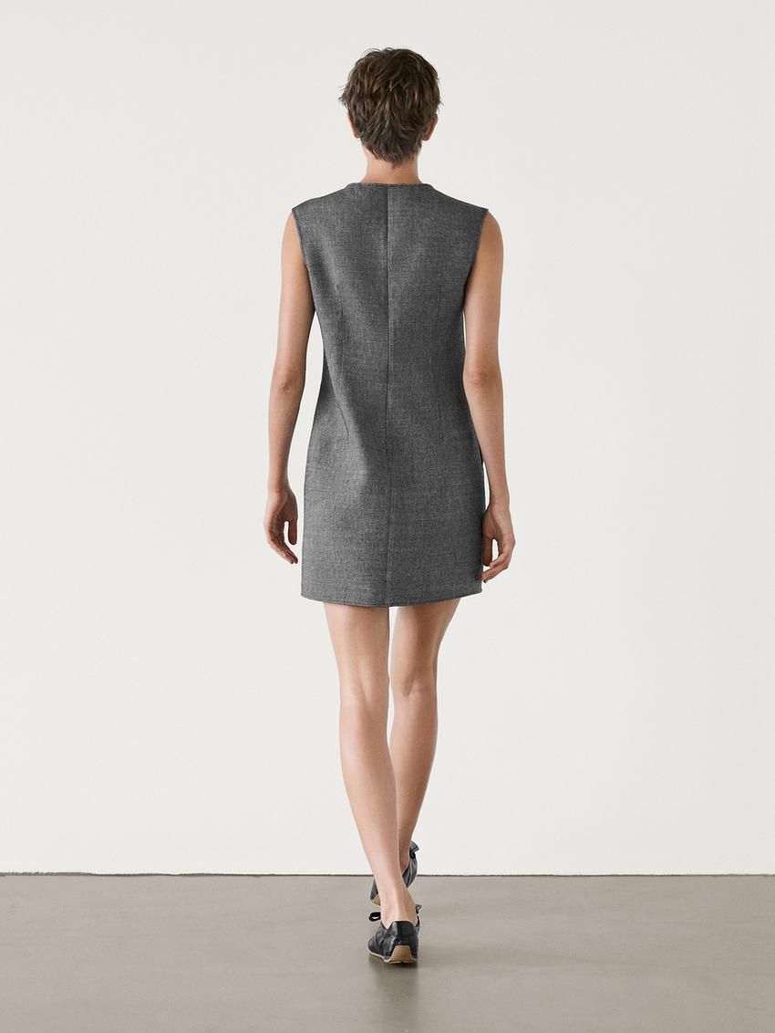 Massimo Dutti Short Wool Blend Women Dress Grey | US-LT7685921