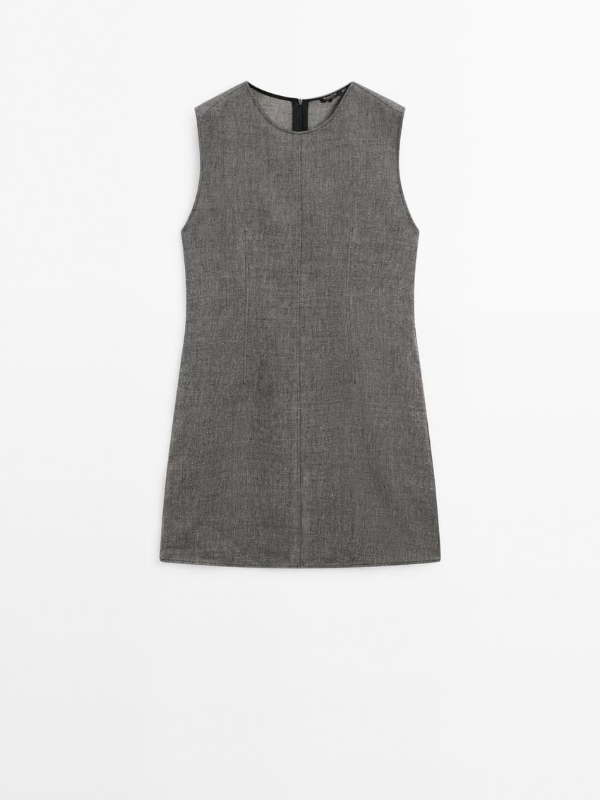 Massimo Dutti Short Wool Blend Women Dress Grey | US-LT7685921