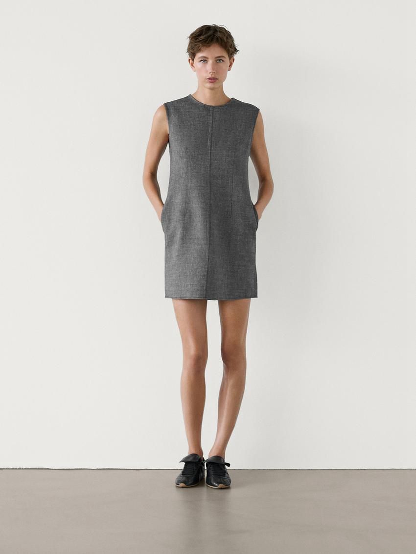 Massimo Dutti Short Wool Blend Women Dress Grey | US-LT7685921