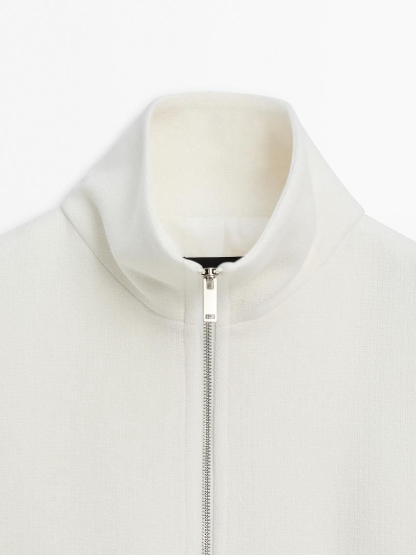 Massimo Dutti Short Wool Blend Women Jacket Cream | US-JY0271469