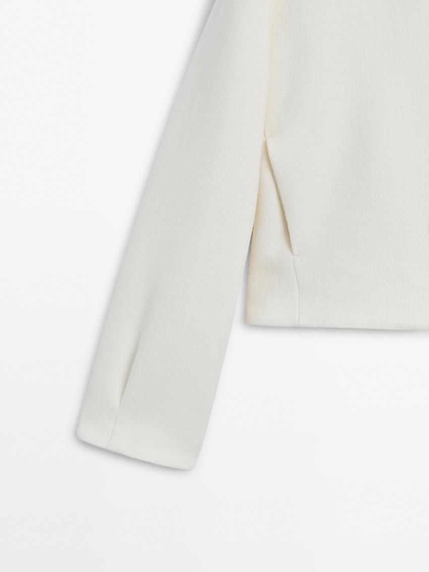Massimo Dutti Short Wool Blend Women Jacket Cream | US-JY0271469
