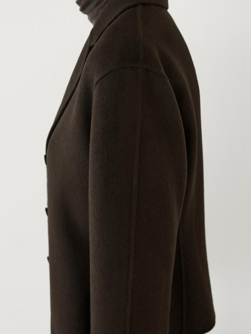 Massimo Dutti Short Wool Blend Women Jacket Chocolate | US-NX5174062