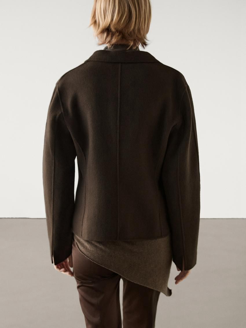 Massimo Dutti Short Wool Blend Women Jacket Chocolate | US-NX5174062