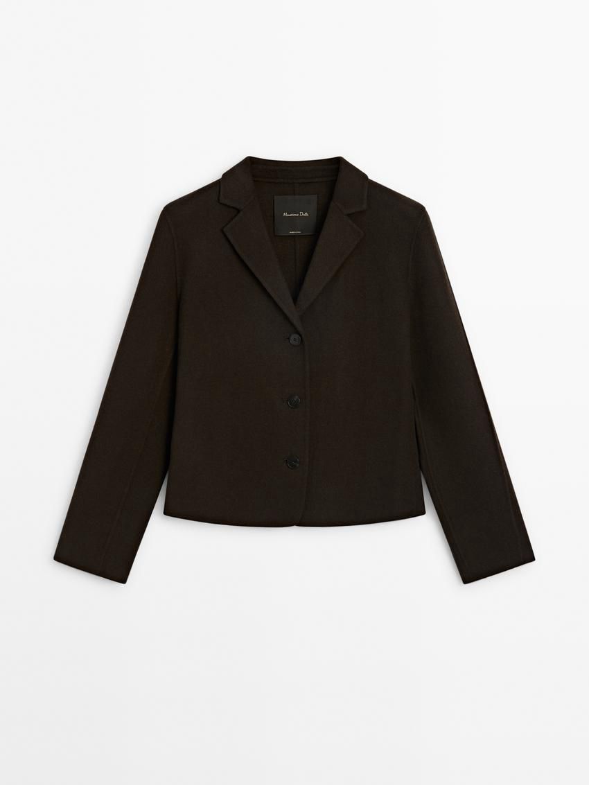 Massimo Dutti Short Wool Blend Women Jacket Chocolate | US-NX5174062