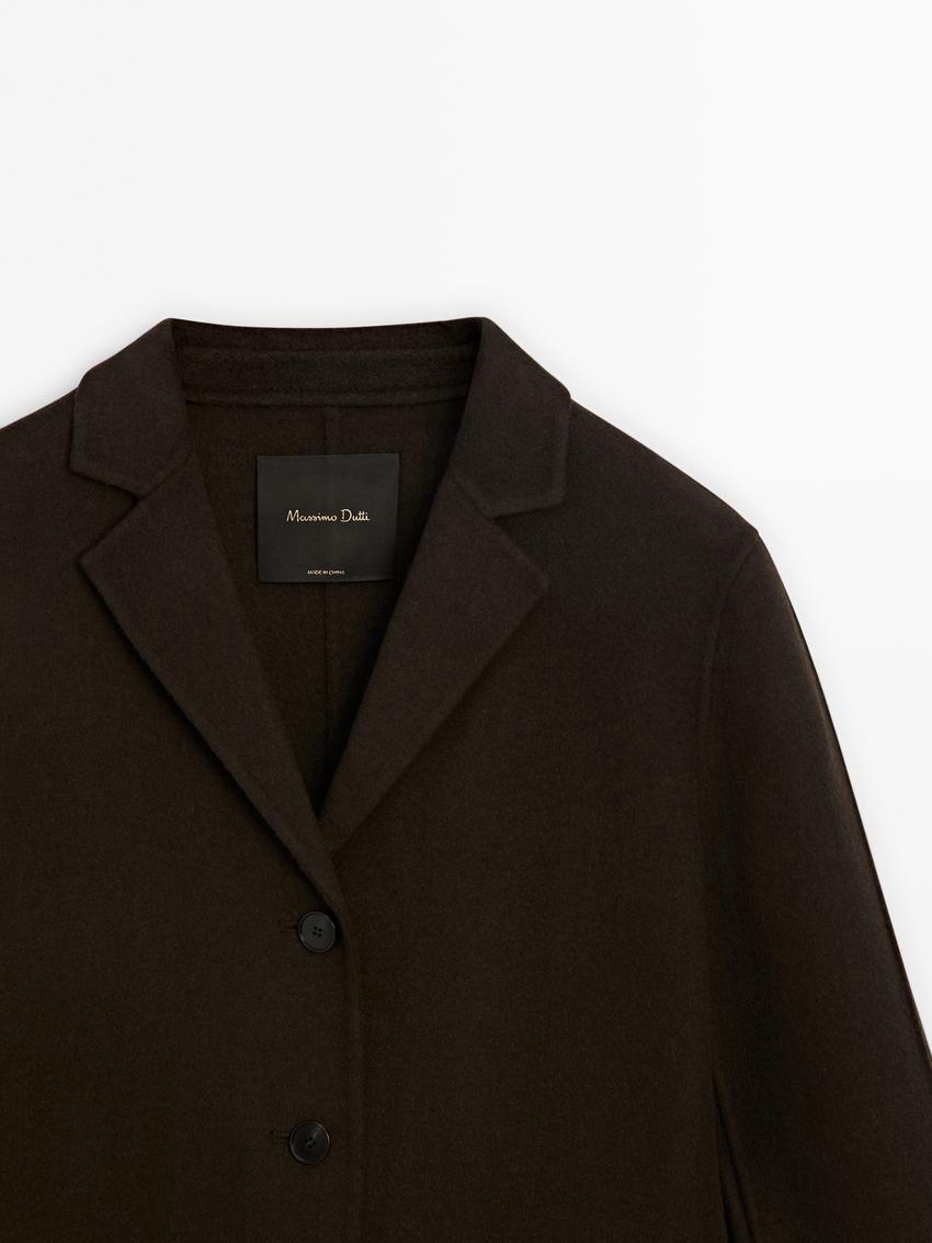Massimo Dutti Short Wool Blend Women Jacket Chocolate | US-NX5174062