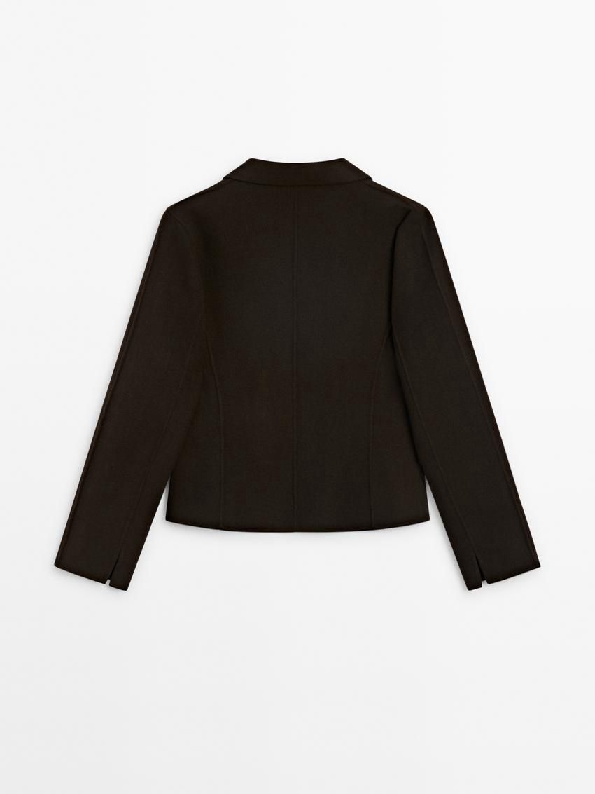 Massimo Dutti Short Wool Blend Women Jacket Chocolate | US-NX5174062