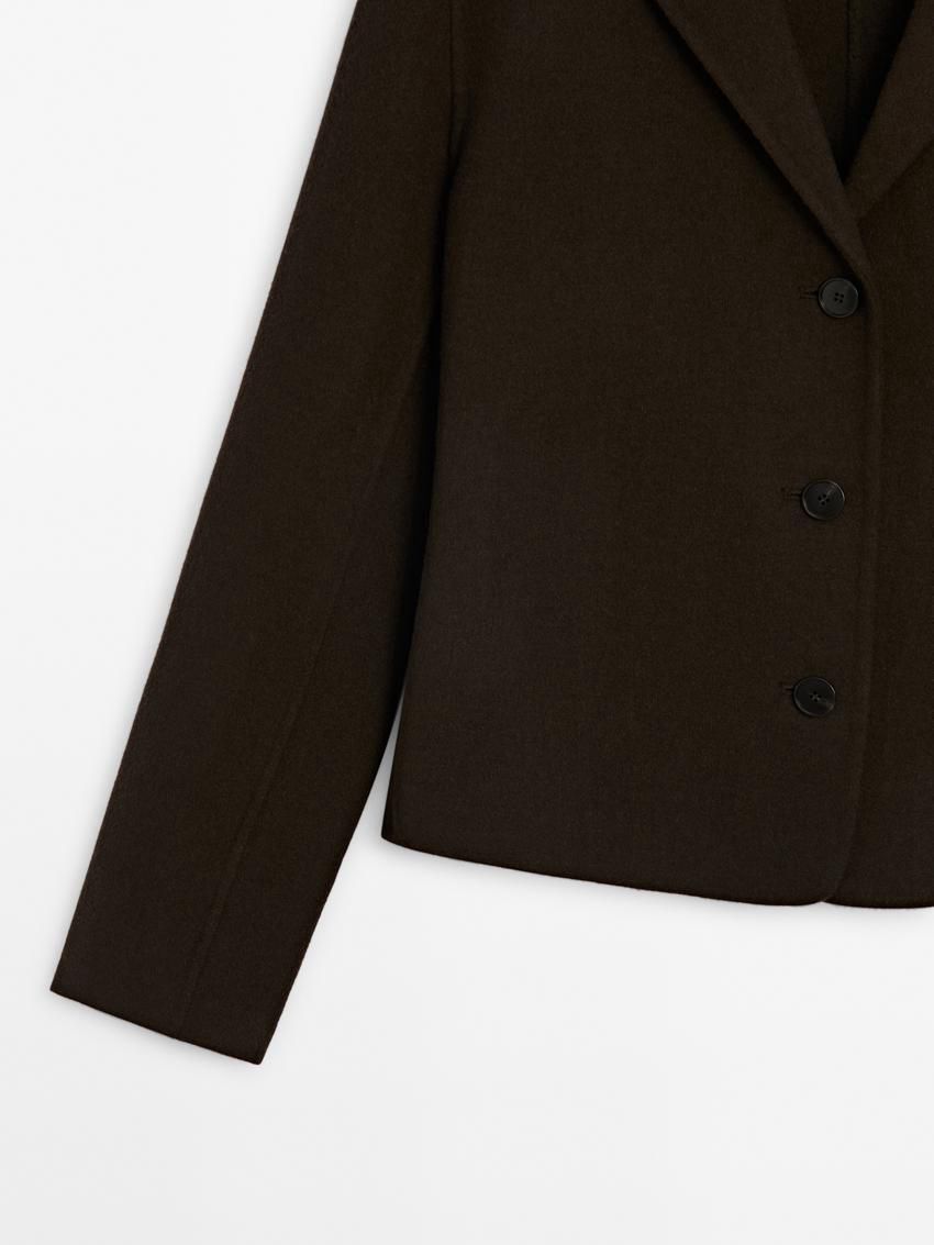 Massimo Dutti Short Wool Blend Women Jacket Chocolate | US-NX5174062