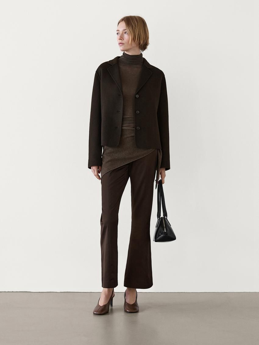 Massimo Dutti Short Wool Blend Women Jacket Chocolate | US-NX5174062