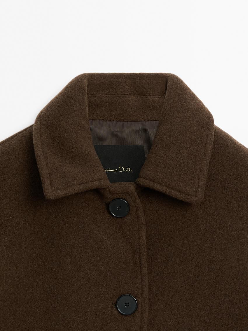 Massimo Dutti Short Wool Blend Women Jacket Chocolate | US-PJ4281357