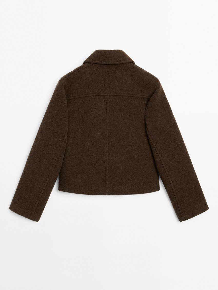 Massimo Dutti Short Wool Blend Women Jacket Chocolate | US-PJ4281357