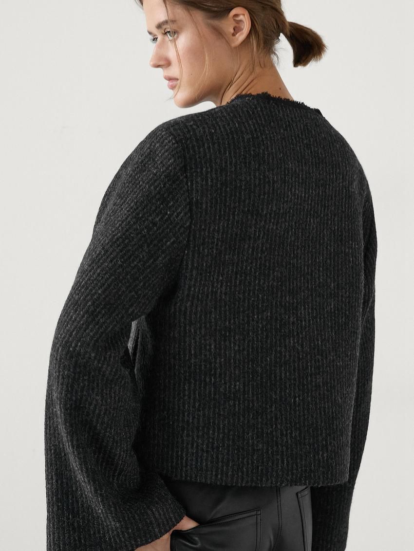 Massimo Dutti Short Wool Blend Women Jacket Black | US-WC8095167