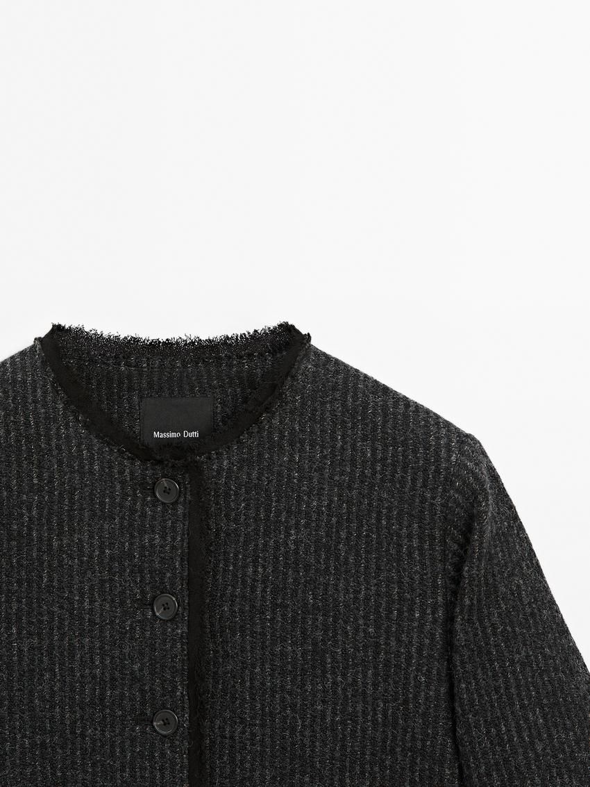Massimo Dutti Short Wool Blend Women Jacket Black | US-WC8095167