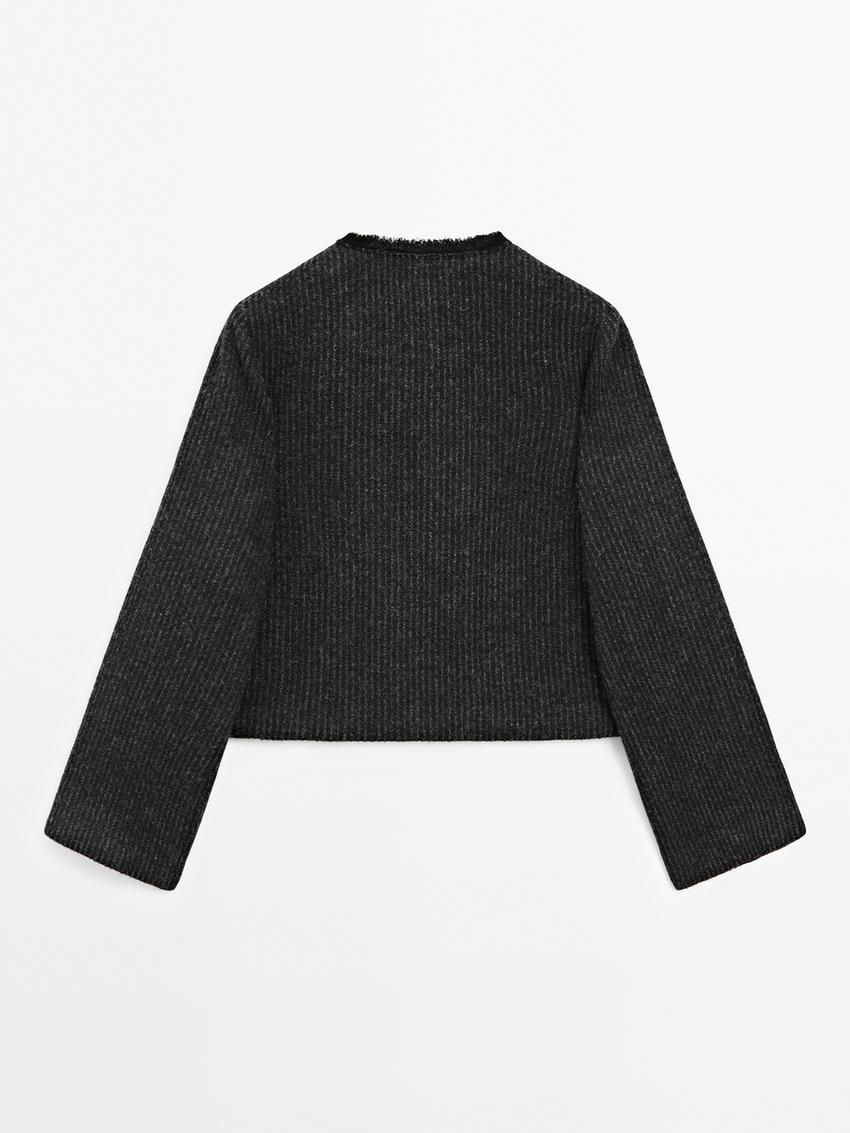 Massimo Dutti Short Wool Blend Women Jacket Black | US-WC8095167