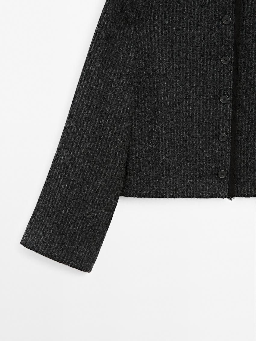 Massimo Dutti Short Wool Blend Women Jacket Black | US-WC8095167