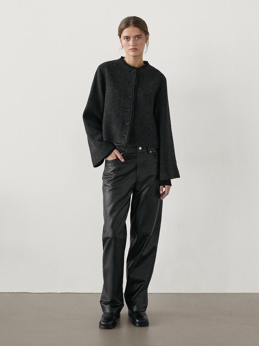 Massimo Dutti Short Wool Blend Women Jacket Black | US-WC8095167