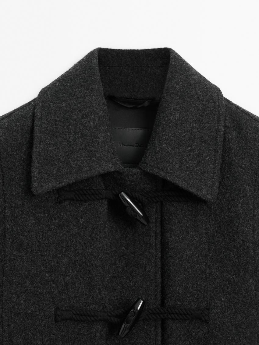 Massimo Dutti Short Wool Blendwith Toggles Women Coat Dark Grey | US-VT6940175