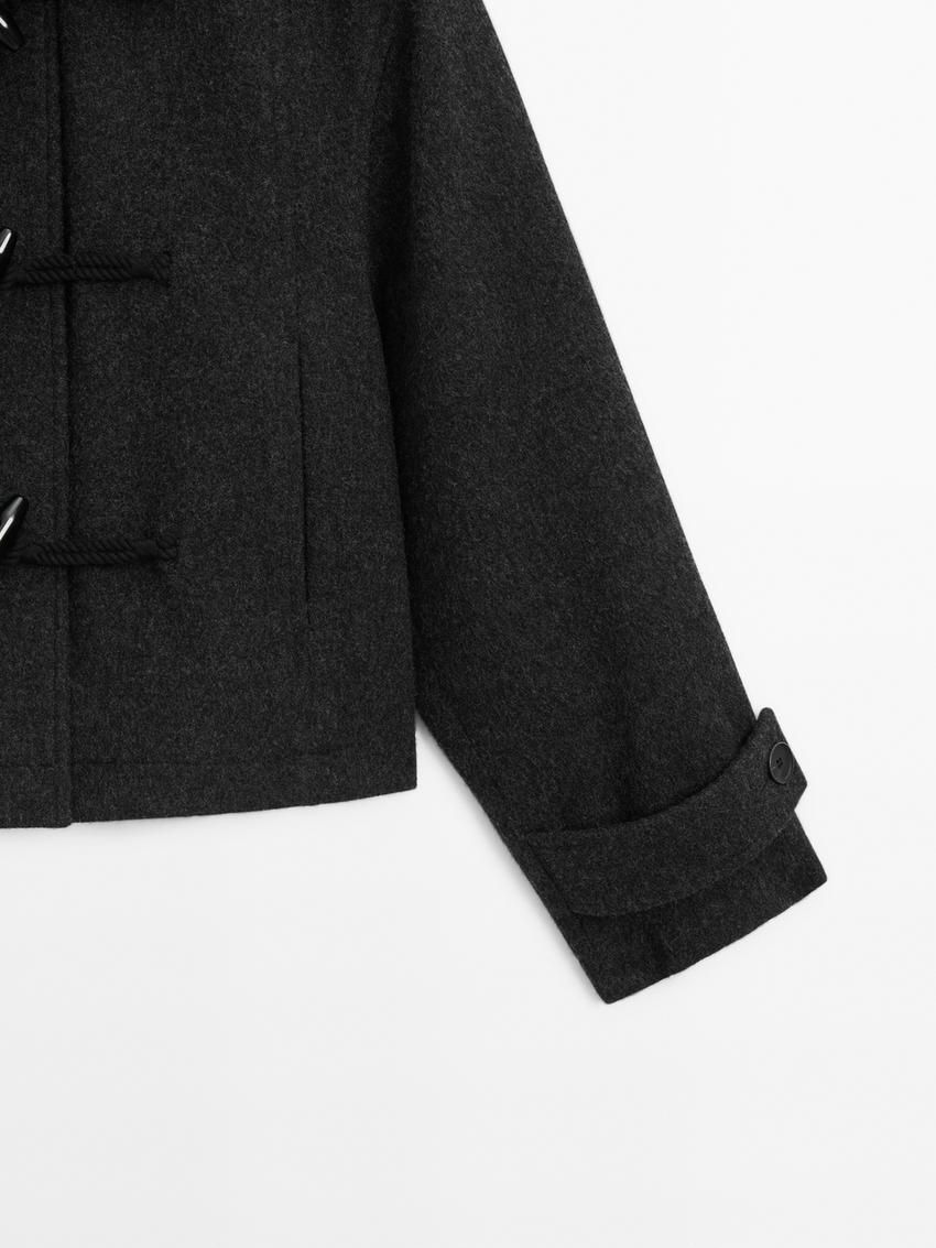 Massimo Dutti Short Wool Blendwith Toggles Women Coat Dark Grey | US-VT6940175