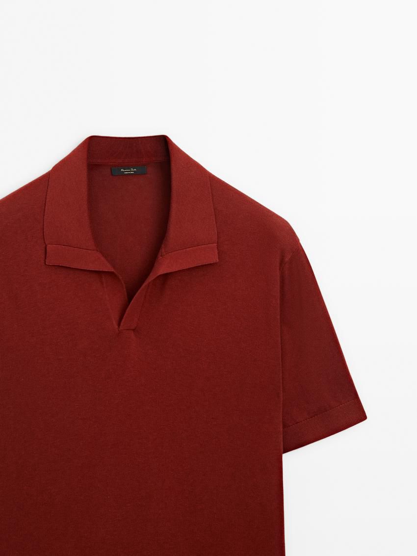 Massimo Dutti Short-sleeve Knit With Cotton Men Polo Shirt Brown Red | US-QD0364925