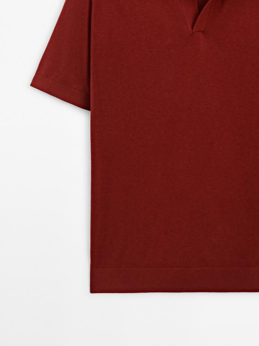 Massimo Dutti Short-sleeve Knit With Cotton Men Polo Shirt Brown Red | US-QD0364925