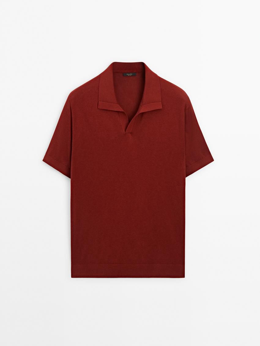 Massimo Dutti Short-sleeve Knit With Cotton Men Polo Shirt Brown Red | US-QD0364925