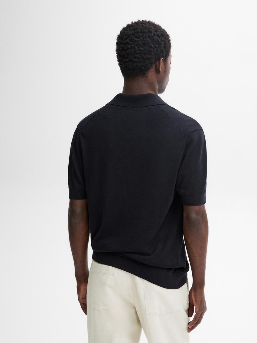 Massimo Dutti Short-sleeve Knit With Cotton Men Polo Shirt Navy | US-IB8602975