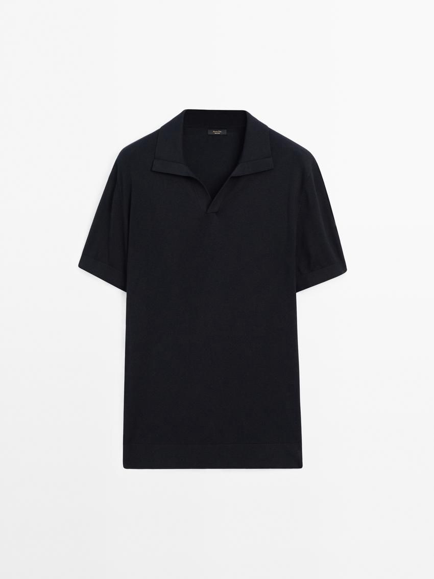Massimo Dutti Short-sleeve Knit With Cotton Men Polo Shirt Navy | US-IB8602975